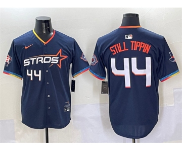 Men's Houston Astros #44 Still Tippin Navy 2025 City Connect With Texas Patch Limited Stitched Baseball Jersey