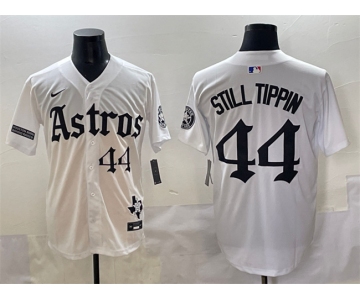 Men's Houston Astros #44 Still Tippin White Gothic 'Houston Born Barrio Raised' Limited Stitched Baseball Jersey