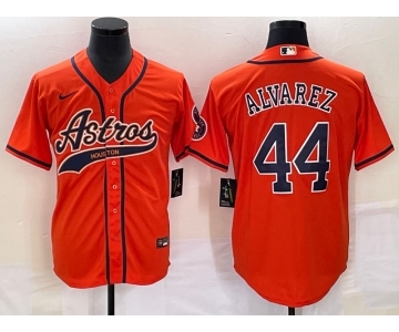 Men's Houston Astros #44 Yordan Alvarez Orange With Patch Cool Base Stitched Baseball Jersey
