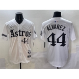 Men's Houston Astros #44 Yordan Alvarez White Gothic 'Houston Born Barrio Raised' Limited Stitched Baseball Jersey
