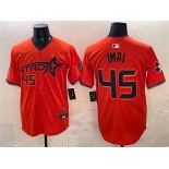 Men's Houston Astros #45 Tatsuya Imai Orange 2025 City Connect With Texas Patch Limited Stitched Baseball Jersey