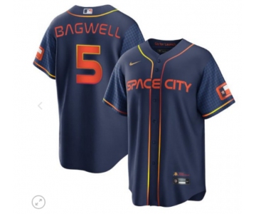 Men's Houston Astros  #5 Jeff Bagwell 2022 Navy City Connect Game Stitched Jersey