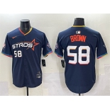 Men's Houston Astros #58 Hunter Brown Navy 2025 City Connect Limited Stitched Baseball Jersey