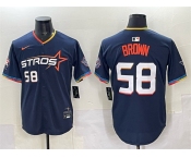 Men's Houston Astros #58 Hunter Brown Navy 2025 City Connect Limited Stitched Baseball Jersey Men's Houston Astros #58 Hunter Brown Navy 2025 City Connect Limited Stitched Baseball Jersey