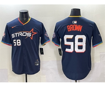 Men's Houston Astros #58 Hunter Brown Navy 2025 City Connect Limited Stitched Baseball Jersey