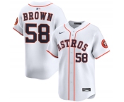 Men's Houston Astros #58 Hunter Brown White 2025 Home Limited Stitched Baseball Jersey Men's Houston Astros #58 Hunter Brown White 2025 Home Limited Stitched Baseball Jersey