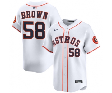 Men's Houston Astros #58 Hunter Brown White 2025 Home Limited Stitched Baseball Jersey