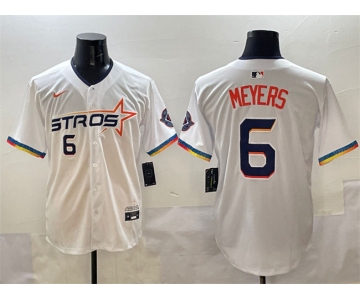 Men's Houston Astros #6 Jake Meyers White 2025 City Connect Limited Stitched Baseball Jersey