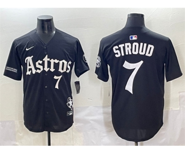 Men's Houston Astros #7 C.J. Stroud Black Gothic 'Houston Born Barrio Raised' Limited Stitched Baseball Jersey