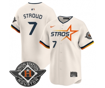 Men's Houston Astros #7 C.J. Stroud Cream 2025 City Connect Limited Stitched Baseball Jersey