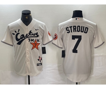 Men's Houston Astros #7 CJ Stroud Cream Cactus Jack Cool Base Jersey