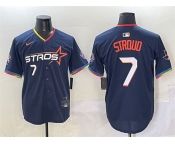 Men's Houston Astros #7 C.J. Stroud Navy 2025 City Connect With Texas Patch Limited Stitched Baseball Jersey