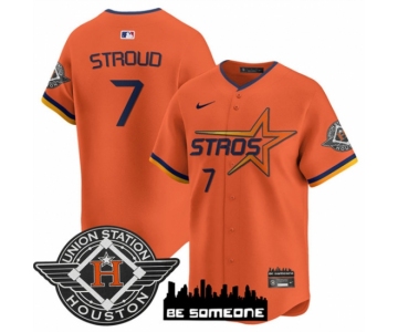 Men's Houston Astros #7 C.J. Stroud Orange 2025 City Connect Limited Stitched Baseball Jersey