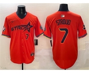 Men's Houston Astros #7 C.J. Stroud Orange 2025 City Connect With Texas Patch Limited Stitched Baseball Jersey