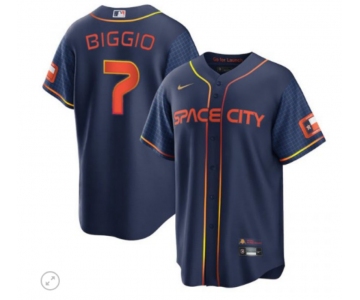 Men's Houston Astros  #7 Craig Biggio 2022 Navy City Connect Game Stitched Jersey
