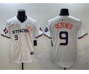 Men's Houston Astros #9 Zach Dezenzo White 2025 City Connect With Texas Patch Limited Stitched Baseball Jersey
