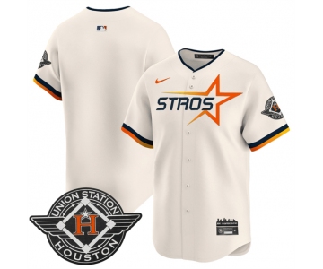 Men's Houston Astros Blank Cream 2025 City Connect Limited Stitched Baseball Jersey