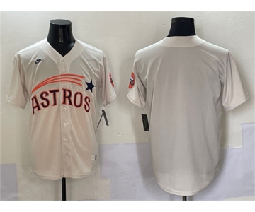 Men's Houston Astros Blank Cream Throwback Cooperstown Collection Limited Stitched Baseball Jersey