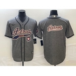 Men's Houston Astros Blank Grey Gridiron With Patch Cool Base Stitched Baseball Jerseys