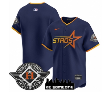 Men's Houston Astros Blank Navy 2025 City Connect Limited Stitched Baseball Jersey