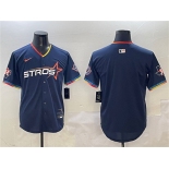 Men's Houston Astros Blank Navy 2025 City Connect With Texas Patch Limited Stitched Baseball Jersey