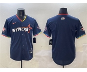 Men's Houston Astros Blank Navy 2025 City Connect With Texas Patch Limited Stitched Baseball Jersey