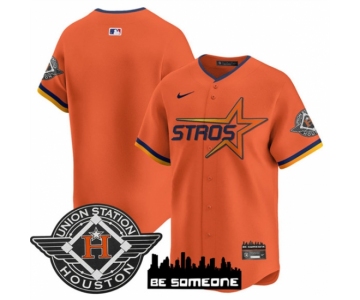 Men's Houston Astros Blank Orange 2025 City Connect Limited Stitched Baseball Jersey