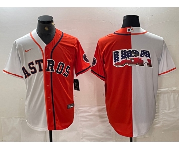 Mens Houston Astros Blank Orange White Split Stitched Baseball Jersey