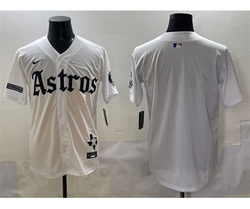 Men's Houston Astros Blank White Gothic 'Houston Born Barrio Raised' Limited Stitched Baseball Jersey
