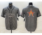 Men's Houston Astros Gray Team Big Logo With Patch Cool Base Stitched Baseball Jersey