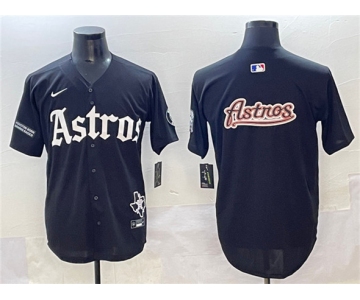 Men's Houston Astros Team Big Logo Black Gothic 'Houston Born Barrio Raised' Limited Stitched Baseball Jersey