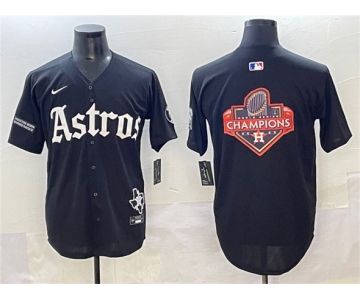 Men's Houston Astros Team Big Logo Black Gothic 'Houston Born Barrio Raised' Limited Stitched Baseball Jerseys