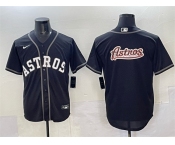 Men's Houston Astros Team Big Logo Black Lights Out Limited Stitched Baseball Jersey Men's Houston Astros Team Big Logo Black Lights Out Limited Stitched Baseball Jersey