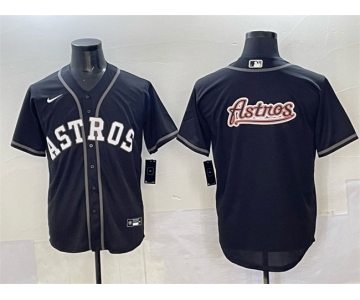 Men's Houston Astros Team Big Logo Black Lights Out Limited Stitched Baseball Jersey