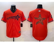 Men's Houston Astros Team Big Logo Orange 2025 City Connect With Texas Patch Limited Stitched Baseball Jersey
