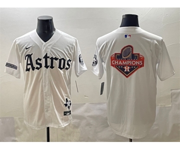 Men's Houston Astros Team Big Logo White Gothic 'Houston Born Barrio Raised' Limited Stitched Baseball Jersey