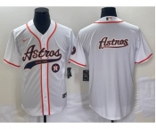 Men's Houston Astros White Team Big Logo Cool Base Stitched Baseball Jersey3