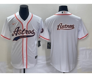 Men's Houston Astros White Team Big Logo Cool Base Stitched Baseball Jersey