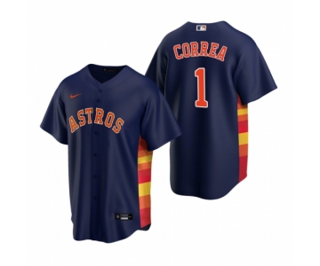 Men's Nike Houston Astros #1 Carlos Correa Navy Alternate Stitched Baseball Jersey