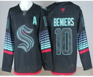 Men's Seattle Kraken #10 Matty Beniers Black Alternate Authentic Jersey