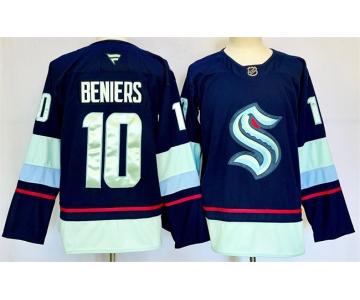 Men's Seattle Kraken #10 Matty Beniers Navy 2024-25 Home Stitched Hockey Jersey
