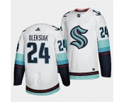 Men's Seattle Kraken #24 Jamie Oleksiak Away White Jersey