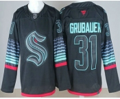 Men's Seattle Kraken #31 Philipp Grubauer Black Alternate Authentic Jersey Men's Seattle Kraken #31 Philipp Grubauer Black Alternate Authentic Jersey