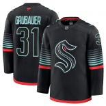 Men's Seattle Kraken #31 Philipp Grubauer Black Alternate Stitched Hockey Jersey Men's Seattle Kraken #31 Philipp Grubauer Black Alternate Stitched Hockey Jersey