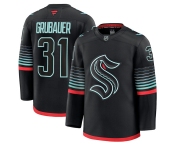 Men's Seattle Kraken #31 Philipp Grubauer Black Alternate Stitched Hockey Jersey Men's Seattle Kraken #31 Philipp Grubauer Black Alternate Stitched Hockey Jersey
