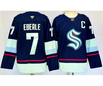 Men's Seattle Kraken #7 Jordan Eberle Navy 2024-25 Home Stitched Hockey Jersey