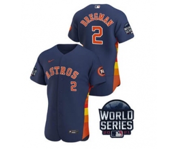 Men's Houston Astros #2 Alex Bregman 2021 Navy World Series Flex Base Stitched Baseball Jersey