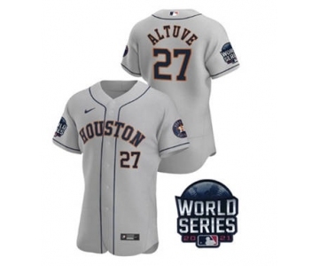 Men's Houston Astros #27 Jose Altuve 2021 Gray World Series Flex Base Stitched Baseball Jersey