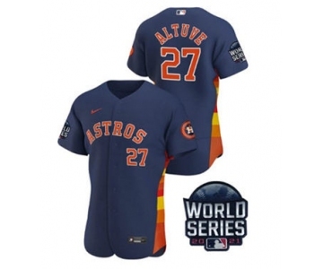 Men's Houston Astros #27 Jose Altuve 2021 Navy World Series Flex Base Stitched Baseball Jersey