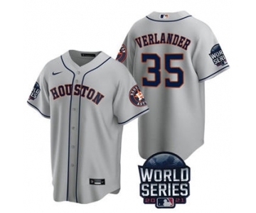Men's Houston Astros #35 Justin Verlander 2021 Gray World Series Cool Base Stitched Baseball Jersey